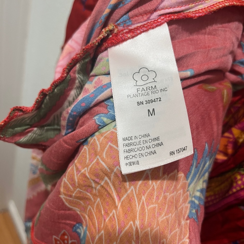 Farm Rio Floral Red Midi Dress sz M FLAWED - Picture 12 of 14